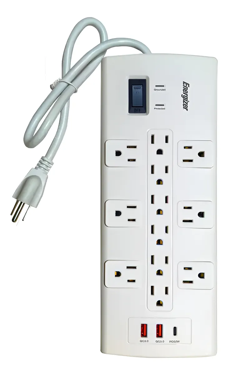 REGLETA ENERGIZER 12 TOMAS + 2 USB-A QC 3.0 + 1 USB-C PD20W